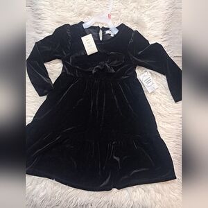 Brand New George Toddler Girls Elegant Tiered Black Velvet Kids Dress